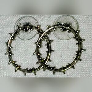 Spiky Thorn / Razor Wire Silver Tone Earrings